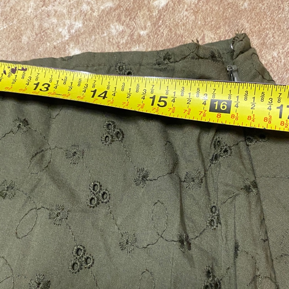Venezia Olive A-Line Ruffled Skirt with Embellishments Size 14 Collegiate Office - Picture 5 of 11